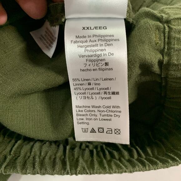 J.Crew XXL Seaside Linen Blend Shorts Green Pull On Drawstring Comfort Plus Size - Picture 10 of 11